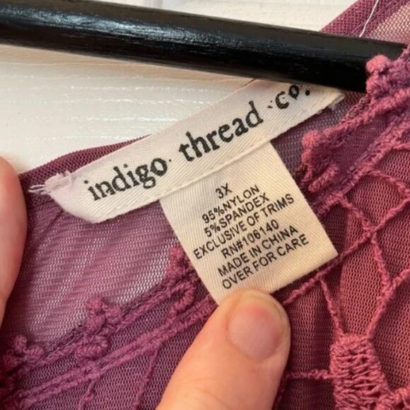 3X Indigo Thread Co. Crochet & Mesh Partially Lined Babydoll Sleeveless Top - Picture 14 of 14